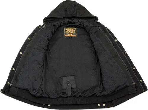 Miniatura 7 de Milwaukee Leather MDM3020 Chaleco de mezclilla negro 5 en 1 estilo club con capucha extraíble