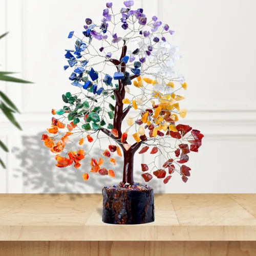 Miniatura 9 de ZENFULSTONE Árbol de la vida de 7 chakras, decoración espiritual para el hogar y la oficina Bonsái de cristal hecho a mano para energía positiva