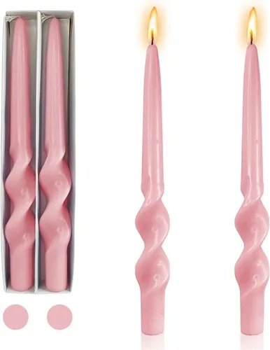 Miniatura 15 de Pink Candlesticks - Juego de 2 velas cónicas en espiral, sin perfume, de 10 pulgadas de largo, velas cónicas sin perfume para decoración del hogar