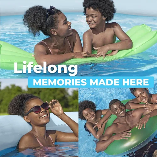 Miniatura 7 de Bestway Fast Set - Juego de piscina inflable redonda, 13 pies x 33 pulgadas, estampado de ratán, piscina circular sobre el suelo, incluye bomba