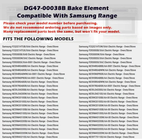 Miniatura 5 de DG47-00038B Elemento de horneado, compatible con gama/estufa/horno Samsung, Reemplaza la pieza PD00025540, DG47-00038A, 3015238, AP5623199