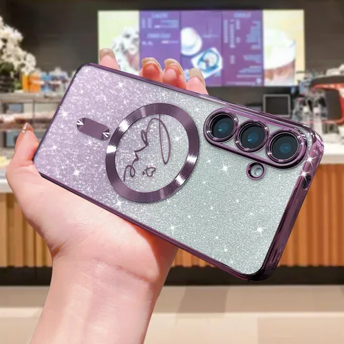 Miniatura 35 de ZONRW - Funda para Samsung Galaxy S22 Ultra magnética, para mujeres y niñas, cubierta trasera suave, lujosa, con corazón de amor, bling, degradado