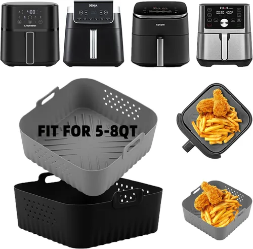 Miniatura 13 de LYHOLKEER Forros de silicona para freidora de aire Chefman de 6 cuartos de galón, Instant Pot Vortex Plus 6QT XL, 1 cesta cuadrada de silicona