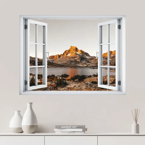 Miniatura 24 de SIGNWIN Adhesivo de pared removible/Mural de pared Vista de ventana Cordillera nublada Bosque Naturaleza Vida silvestre Fotografía Realismo Paisaje