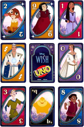 Miniatura 4 de Mattel Games UNO - Juego de cartas de deseos de Disney para niños, noche familiar y adultos con personajes de la película y regla especial, 2 a 10