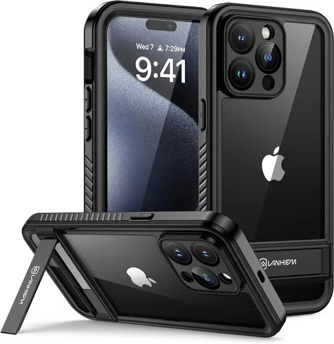 Miniatura 12 de Lanhiem Funda para iPhone 14 con soporte, IP68 impermeable a prueba de polvo con protector de pantalla integrado, cuerpo completo, a prueba