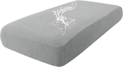 Miniatura 12 de hyha Fundas impermeables para cojines de sofá para mascotas, funda antideslizante para asiento de sofá para perros lavable, tela de jacquard Gris