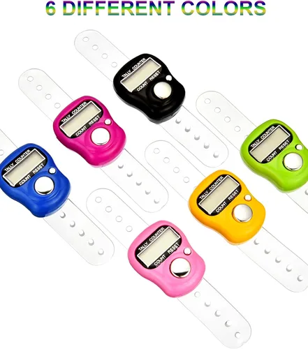 Miniatura 4 de Tatuo 18 piezas de mano contador de 5 dedos digitales contador clickers reiniciables número mecánico de mano clic