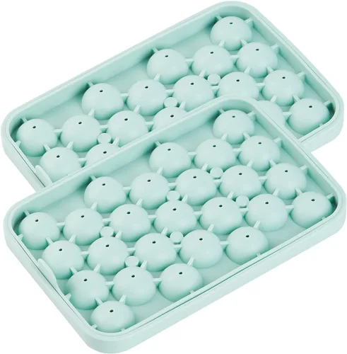 Miniatura 9 de Bandeja redonda para cubitos de hielo, paquete de 2 unidades, silicona libre de BPA, flexible, de fácil liberación, 1.1 pulgadas x 50 moldes