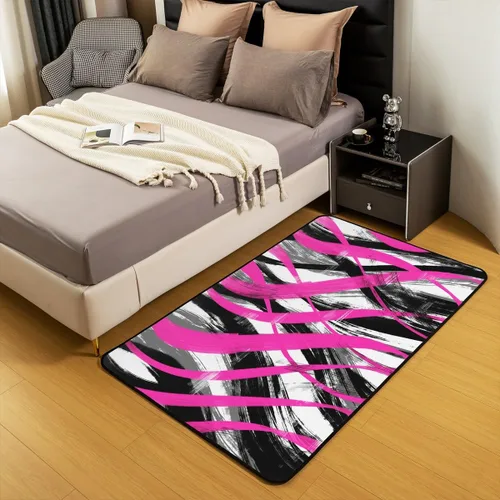 Miniatura 5 de Feelyou Alfombra de sala de estar, 3 x 5 pies, diseño geométrico para niños, diseño moderno a rayas, para interiores, antideslizante, con diseño