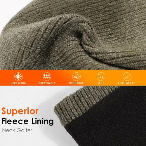 Miniatura 3 de Conjunto de gorro y bufanda para hombre, gorro de esquí cálido para invierno, gorro de esquí, gorro de calavera, calentador de cuello, polaina