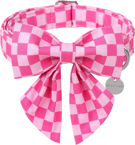 Miniatura 25 de Collar para perro con pajarita, Collar de algodón con pajarita para cachorro, Collar para perro azul para niña o niño con hebilla de metal duradera