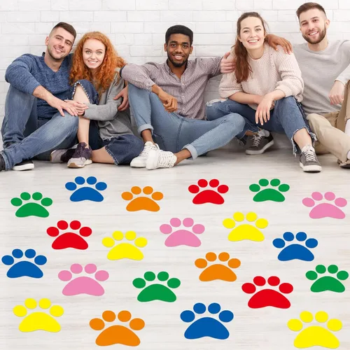 Miniatura 11 de ReliThick 30 Piezas Calcomanías de Suelo con Huellas de Patas 7.5" Huellas de Patas Grandes Adhesivo de Pared Autoadhesivo Calcomanía de Suelo