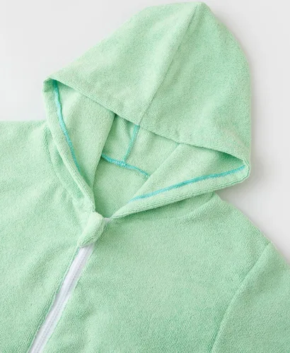 Miniatura 6 de MissShorthair Bata de toalla con capucha para niños, cubierta de playa con cremallera, bata cambiadora de natación para niños, poncho de baño