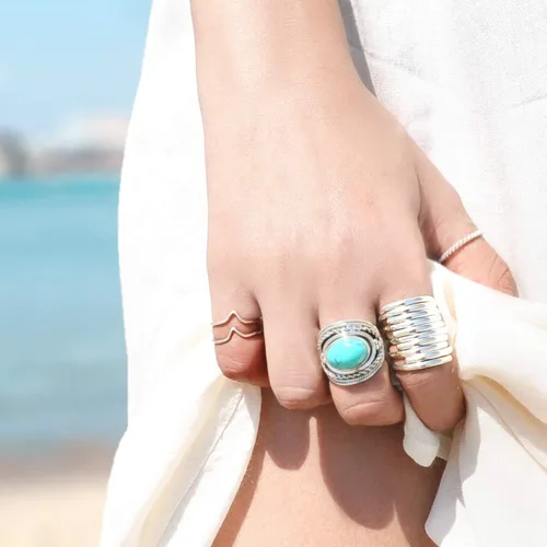 Miniatura 5 de Boho-Magic Anillos de plata de ley 925 para mujer, anillo ancho