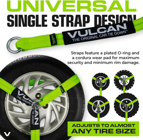 Miniatura 4 de VULCAN Amarre para automóvil con anclajes de cadena, estilo lazo, 2 pulgadas x 96 pulgadas, paquete de 4 unidades, alta visibilidad, carga
