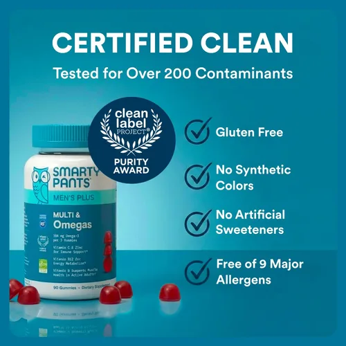 Miniatura 8 de SmartyPants Gomitas multivitamínicas para hombres - Fórmula mejorada: Omega 3 (DHA/EPA), metilfolato, vitamina D3, C, vitamina B12, B6, vitamina A