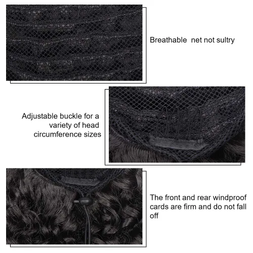 Miniatura 4 de Vigorous Extensión de Cola de Caballo con Cordón de 14 Pulgadas Afro Rizada Corta y Crespa para Mujeres Africanas Colas de Caballo Esponjosas