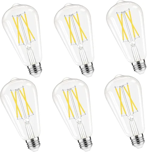 Miniatura 11 de GvvooHome Bombillas Edison regulables, 2700 K blanco cálido, 6 W equivalente a bombilla LED E26 de 60 W, bombillas ST58 vintage, 600 LM, 90+ CRI