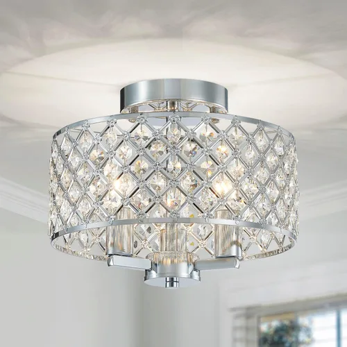 Miniatura 21 de AGV LIGHTING CL003F - Lámpara de techo de cristal K9, moderna lámpara de techo semiempotrada, perfecta para sala de estar, dormitorio, comedor, D13