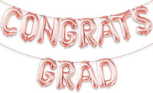 Miniatura 11 de Decoraciones de graduación 2026 Globos negros de graduación de felicitaciones – 16 pulgadas Cartel negro de felicitaciones graduadas Cartel