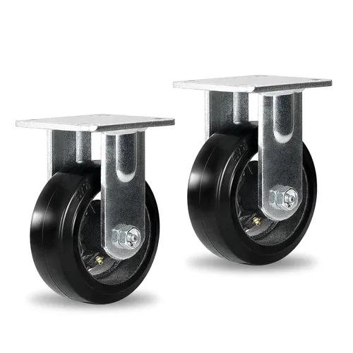 Miniatura 27 de Ruedas industriales de 5 x 2 pulgadas, rueda de goma en hierro fundido, juego de 4 ruedas resistentes con capacidad de hasta 1800 libras
