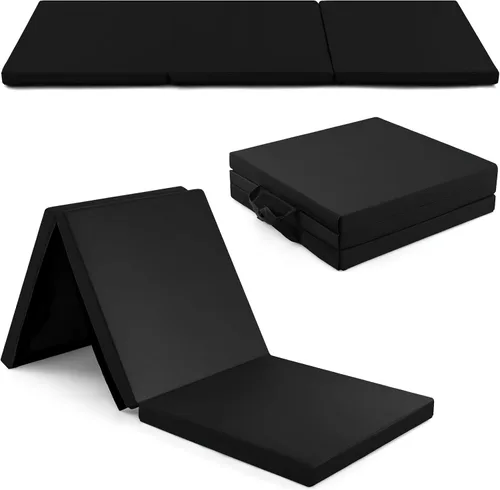 Miniatura 11 de Goplus Esterilla de Gimnasia Plegable, 6' x 2' x 2'' de Grosor Tri-Fold Esterilla de Ejercicio y Volteretas con Asas de Transporte, Cierre de Gancho