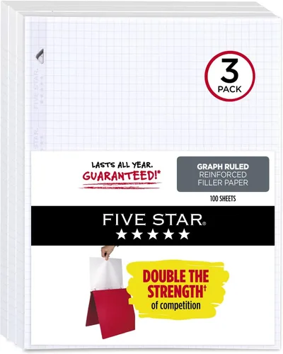 Miniatura 7 de Five Star Papel de hojas sueltas + aplicación de estudio, paquete de 3, papel para cuaderno, papel gráfico, papel de relleno reforzado, combate