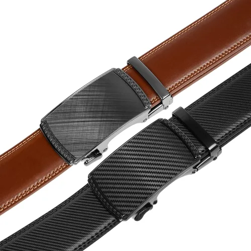 Miniatura 3 de Founders & C Cinturón para hombre, 2 unidades, vestido de cuero con trinquete con hebilla deslizante de 1 38 pulgadas en caja de regalo