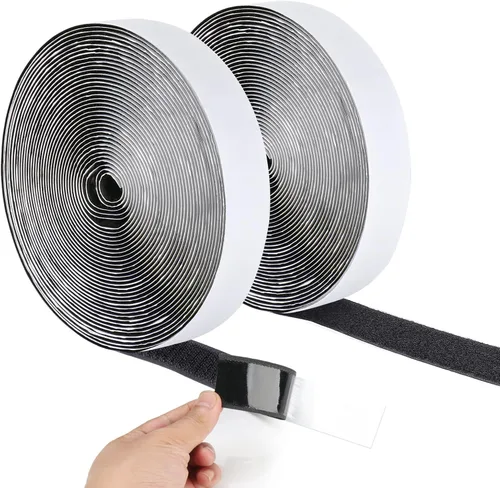 Miniatura 8 de Rollo de cinta de gancho y bucle de 20 pies x 1 pulgada con adhesivo resistente - Tiras de cinta de montaje de sujetadores con parte trasera