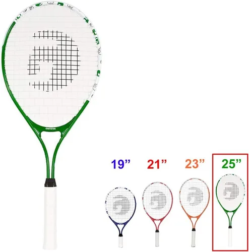 Miniatura 3 de Gamma Quick Kids - Juego o kit de raqueta de tenis junior de 25 pulgadas con un cubo de 48 pelotas de transición de fieltro verde brillante/verde
