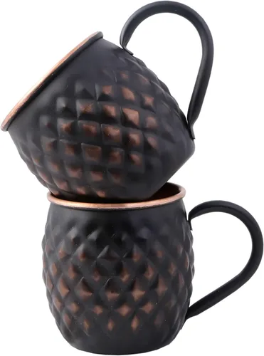 Staglife Tazas negras de 16 onzas de Moscú Mule tazas de cobre puro para agua potable, regalos para él y ella en aniversario, tazas de cobre