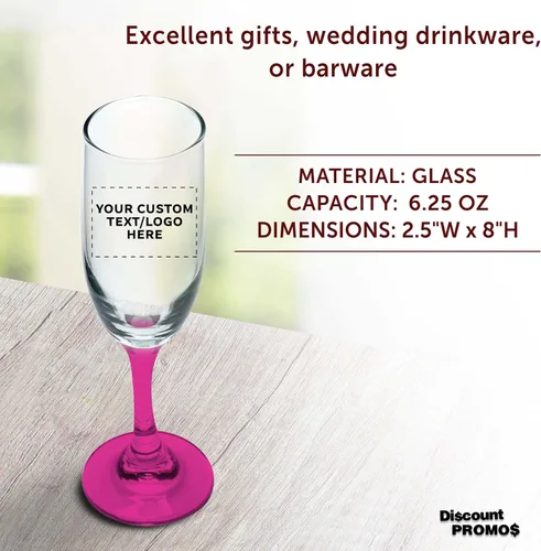 Miniatura 4 de DISCOUNT PROMOS Juego de 100 copas de champán personalizadas Premiere de 6.25 onzas, paquete a granel personalizado, elegante vaso para bodas
