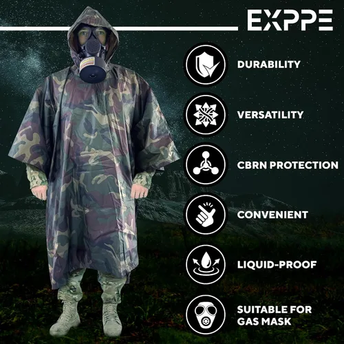 Miniatura 4 de Poncho nuclear militar M15 V.2, poncho táctico del ejército para la protección de CBRN, Camouflaje, Talla única