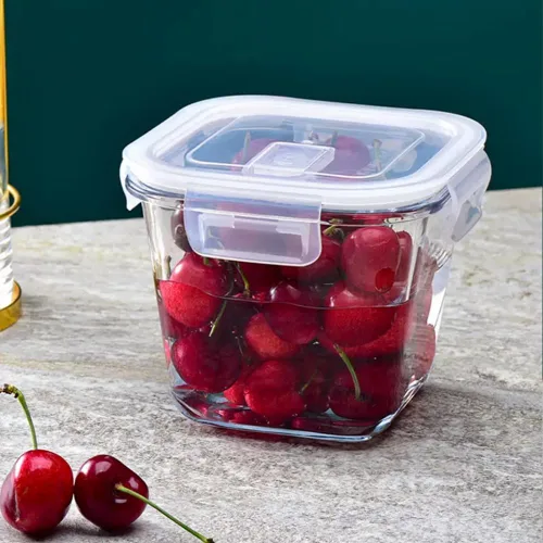 Miniatura 7 de H.JSS WDJS Recipiente cuadrado de vidrio para almacenar alimentos de 4 tazas con tapas, recipiente cuadrado de vidrio para sopa con tapas