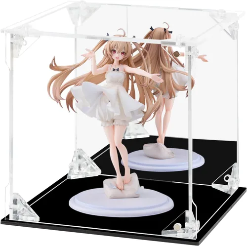 Miniatura 9 de Vitrina de acrílico transparente para figuras de acción con parte trasera espejada, caja de almacenamiento a prueba de polvo, estuche de vidrio
