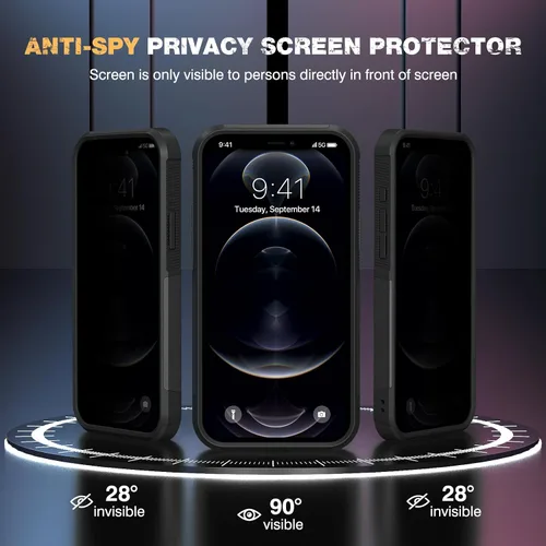 Miniatura 3 de Diaclara Funda diseñada para iPhone 12 Pro Max, [con protector de pantalla de privacidad] [antiespía] [protección contra caídas de grado militar]