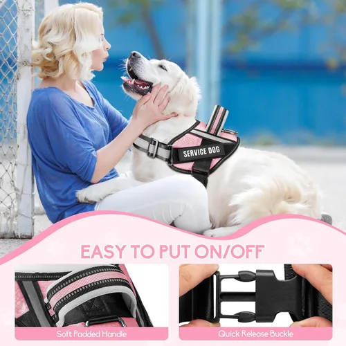 Miniatura 2 de Juego de Arnés, Chaleco y Correa para Perro de Servicio, Arnés para Perro en Entrenamiento de Animire con 10 Parches para Perros, Correa Reflectante