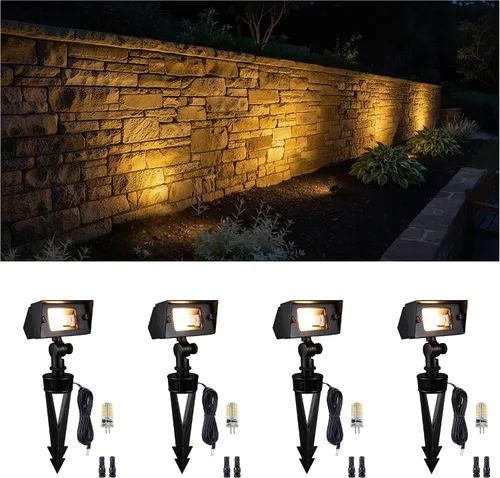 Miniatura 35 de Gardenreet Luz de Inundación de Bajo Voltaje para Exteriores - Luz LED de Lavado de Pared de Latón Sólido 12V, Paisajística de Cableado Fijo