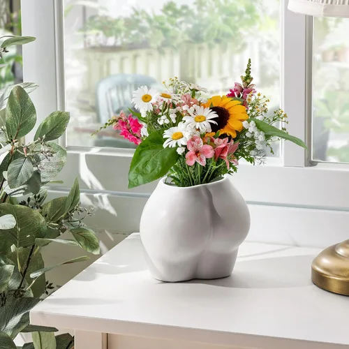 Miniatura 5 de Bonita maceta con forma de cuerpo, divertidas macetas de resina para interiores con orificio de drenaje para plantas de interior, suculentas, planta
