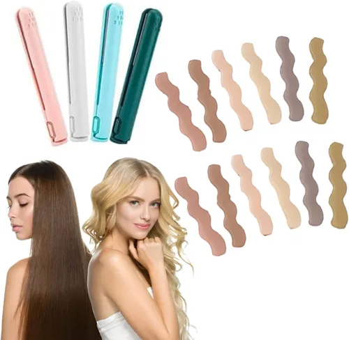 Miniatura 8 de RJDJ Mini rizador de doble propósito, alisador y rizador de pelo 2 en 1, calentador de cerámica, portátil, recargable por USB, adecuado para cabello