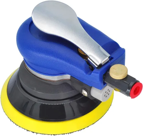 Miniatura 9 de Lijadora orbital aleatoria de aire de 5 pulgadas, herramienta neumática de lijadora de palma con 10 piezas de lija, lijadoras de aire para trabajo