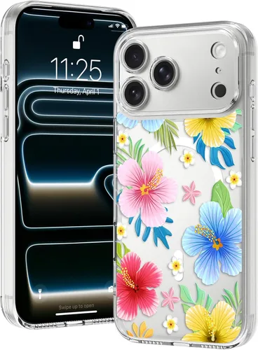 Miniatura 24 de OOK Magnetic for iPhone 17 Case Clear Pretty Flower Girls Women [Not Yellowing][Screen Protector] [ MagSafe Compatible] with Full Camera Lens