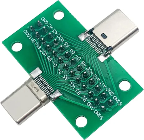 Miniatura 5 de 2 unids USB 3.1 Tipo-C macho a hembra placa de prueba con placa PCB 24 pines 0.100 in enchufe de doble cara con conector de cabeza de pin