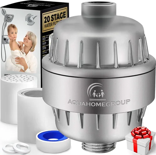 Miniatura 2 de AquaHomeGroup - Filtro de regadera de 20 etapas con vitamina C E A para agua dura - Filtros de agua de alta capacidad para eliminar el cloro