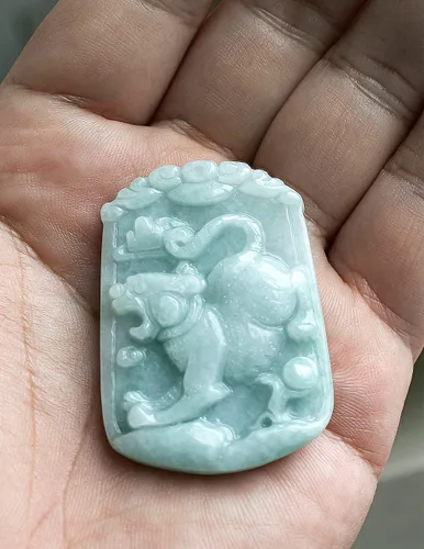 Miniatura 2 de Dahlia Collar de jade del zodiaco chino, jadeíta birmana certificada de grado A real