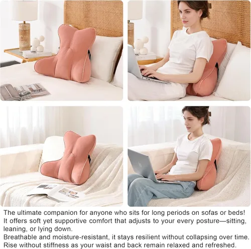 Miniatura 5 de Almohada de apoyo lumbar para alivio del dolor de espalda baja – Cojín lumbar ergonómico multifuncional, almohada de lectura para silla de oficina