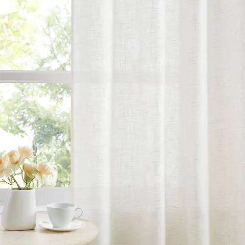 Miniatura 10 de Treatmentex Cortinas blancas y grises para dormitorio de 84 pulgadas de largo, cortinas semitransparentes con estampado de hojas para ventanas