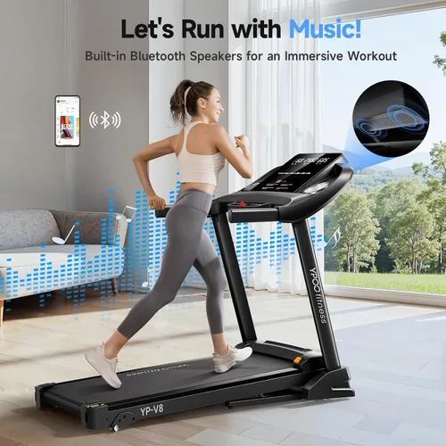 Miniatura 3 de Cintas de correr para el hogar con inclinación, cintas de correr plegables automáticas, 8.0 MPH caminadora con Bluetooth, capacidad de peso de 300