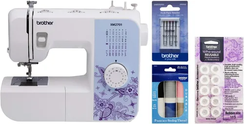 Miniatura 7 de Máquina de coser Brother XM2701 liviana, con todas las funciones, con 27 puntos, función automática para hacer ojales en 1 paso, 6 pies de costura